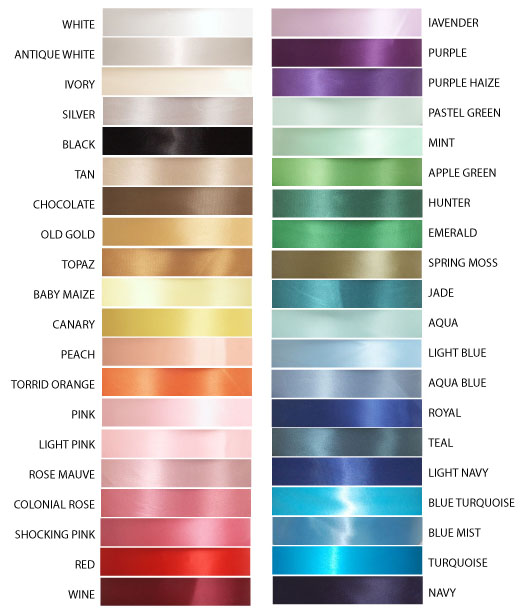 Satin ribbon color charts